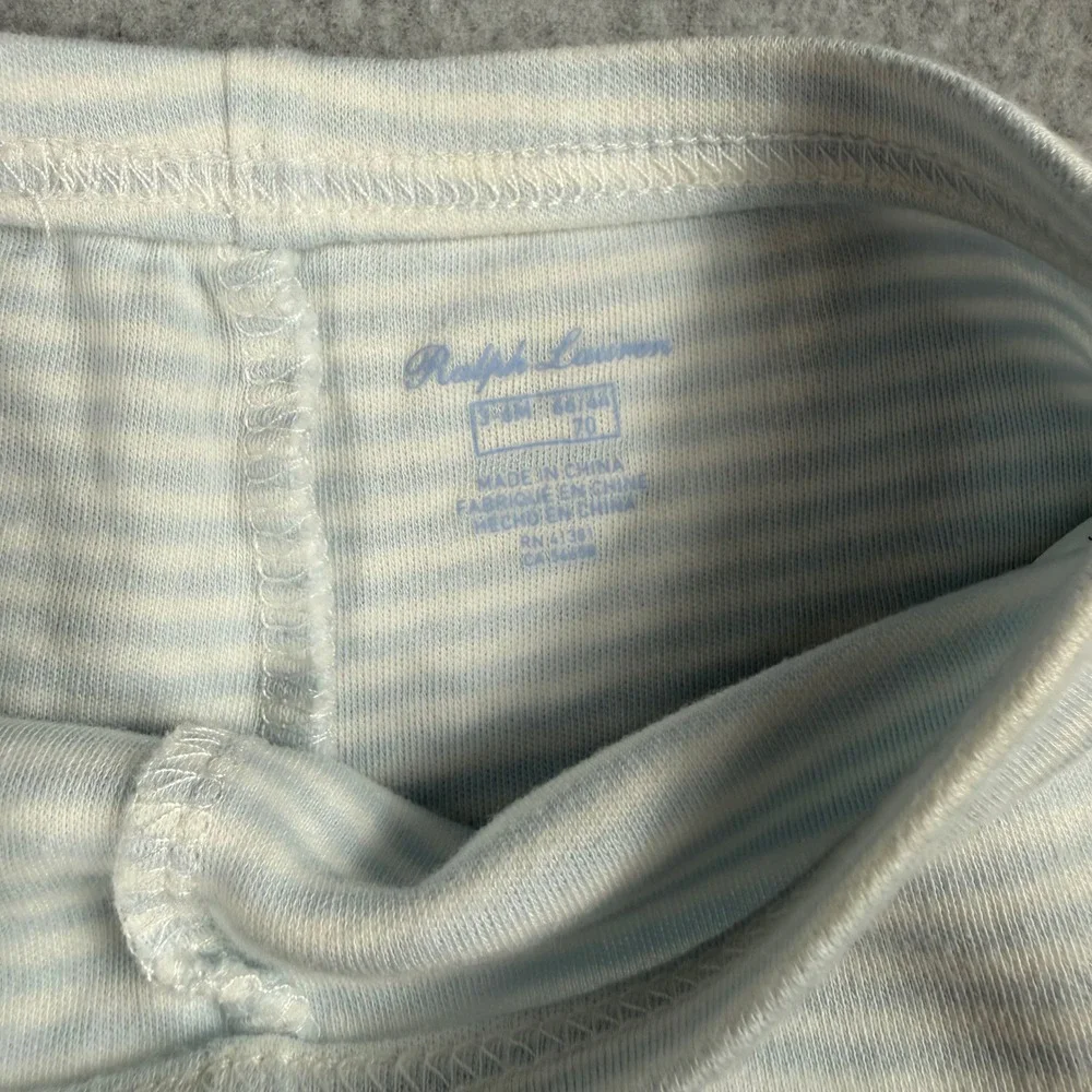 Ralph Lauren Striped Footed Set 9M Blue White Preppy Minimalist Loungewear